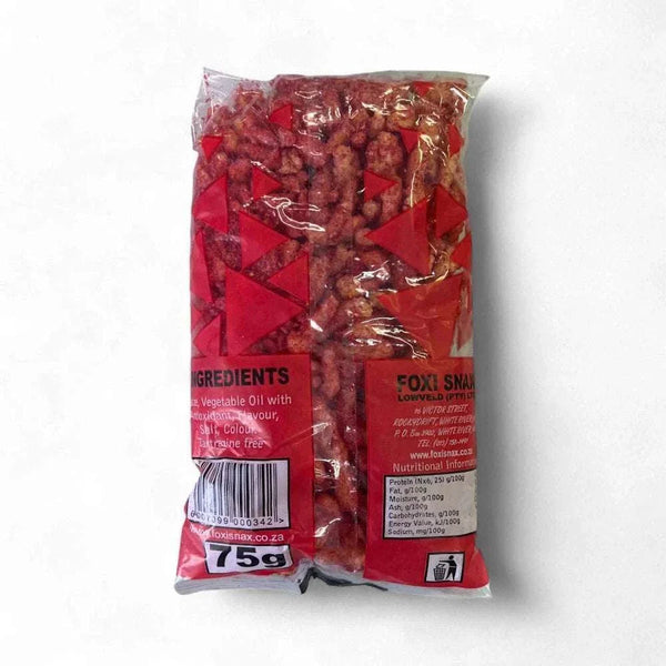 Foxi Nax Tomato 75g spicy maize snack with bold tomato flavor in red packaging