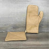 Woesmooi tan genuine leather gloves and potholder set for men gift