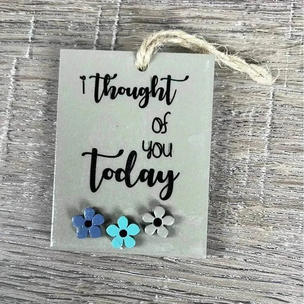 Wooden gift tag with "Thought Of You Today" message