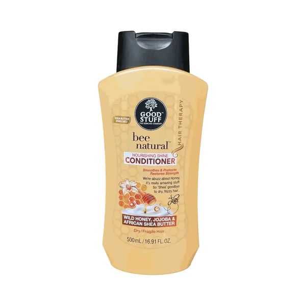 Good Stuff Bee Natural Nourishing Shine Conditioner 500ml bottle with honey, jojoba oil, and shea butter for soft, shiny hair