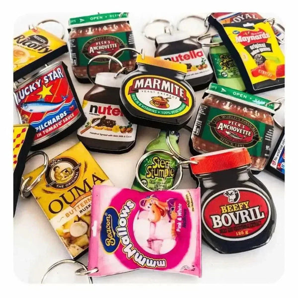Colorful resin grocery keychains perfect for gifts and daily use