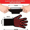 Red and black heat resistant Braai gloves with non-slip grip for grilling and cooking