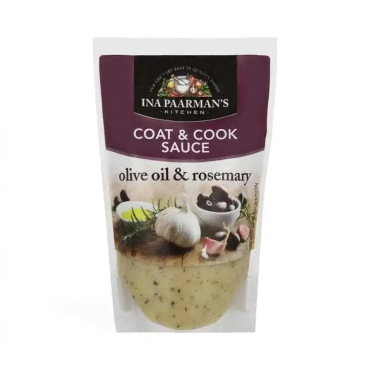 Ina Paarman Olive Oil & Rosemary Coat & Cook Sauce, 200ml pouch.