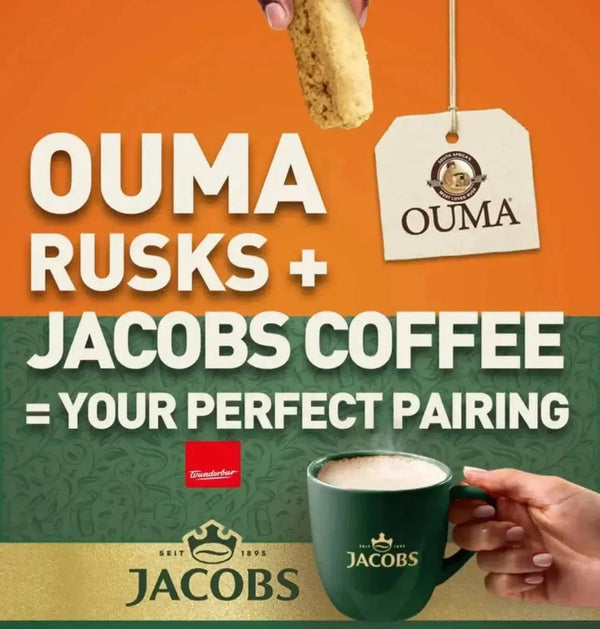 Jacobs Kronung 200g instant coffee with rich gold crystals and aromatic flavor in a cup of hot water