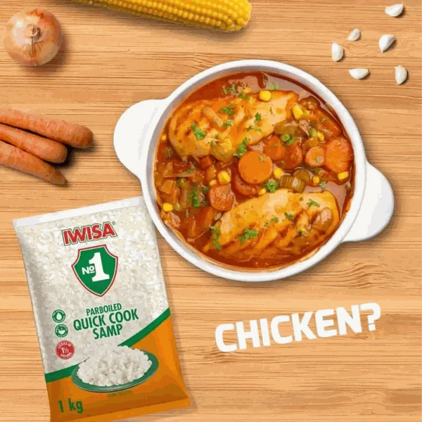 Iwisa Samp EASY COOK 1kg package showcasing traditional South African corn samp product