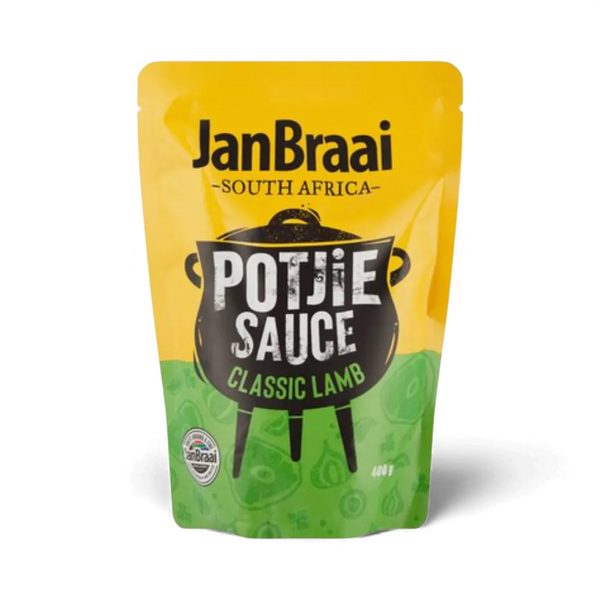 Jan Braai Sauces Classic Lamb Potjie Sauce 400g pouch for savory South African lamb dishes