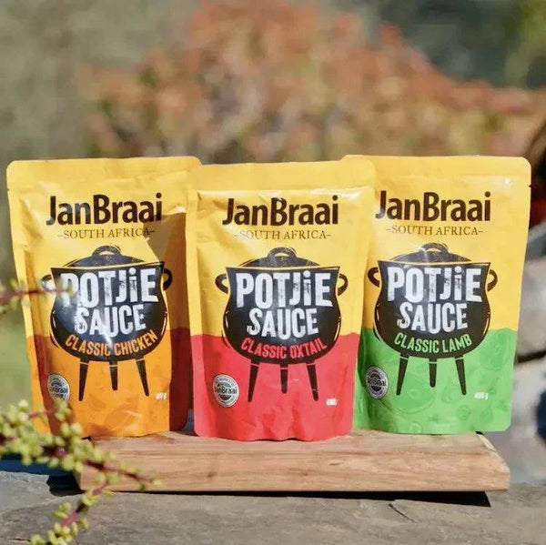 Jan Braai Classic Oxtail Potjie Sauce 400g pouch for South African slow-cooked stews and braai meals