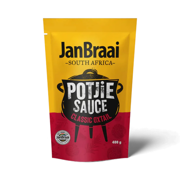 Jan Braai Classic Oxtail Potjie Sauce 400g pouch for authentic South African slow-cooked stew meals