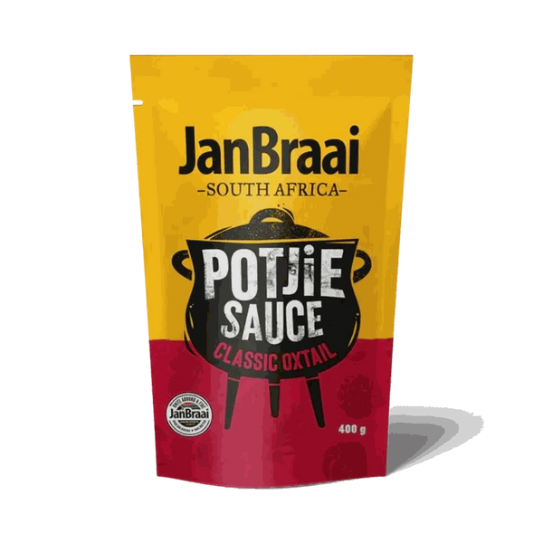 Jan Braai Classic Oxtail Potjie Sauce 400g pouch for authentic South African slow-cooked stew meals