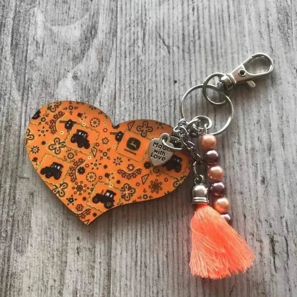 John Deere Heart keyring 60mm