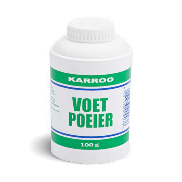 Karroo Foot Powder 100g bottle for moisture absorption and foot odor control