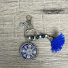 Copy of Key Tag - Wooden Circle with Blue and White Pattern - Something From Home - South African Shop