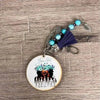 Key Tag wooden circle with inspiring words and navy tassel 50mm