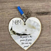Wooden heart key tag with blue tassel for mom, 10cm size