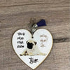Wooden heart key tag with purple tassel and "Try Me" laser cut design, 10cm size