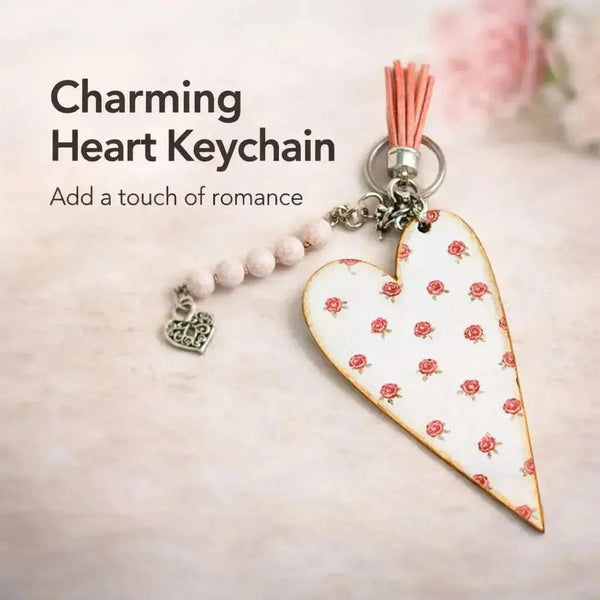 Key Tag - Wooden Heart With Pink Roses Facebook Ad