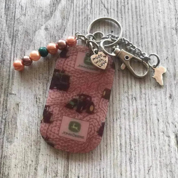 Keyring - John Deere logo 60mm x 30mm size