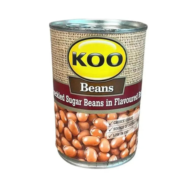 Koo Beans 410g can of speckled sugar beans in flavored brine for vegetarian dishes and stews