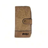 Brown PU leather large wallet with embossed flower design and zip compartment