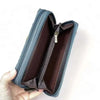 Large grey PVC wallet with daisy design and double zip compartments