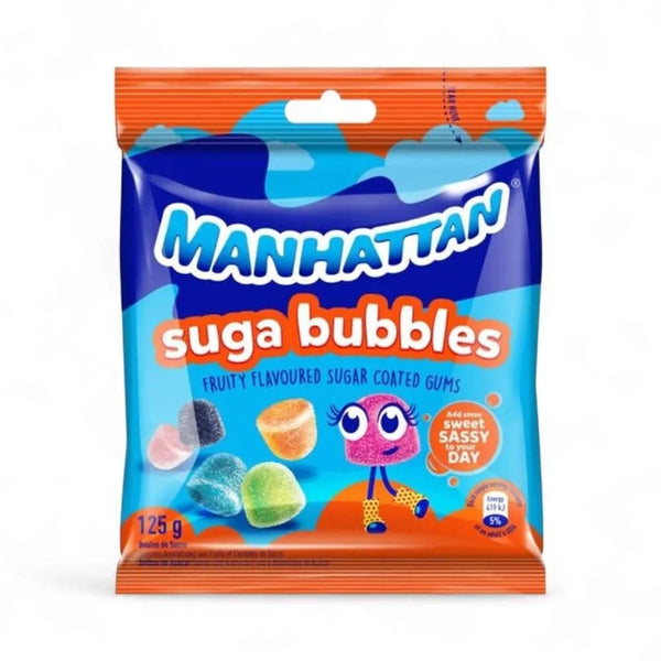 Manhattan Suga Bubbles fruity flavoured sugar coated gums 125g colorful packaging