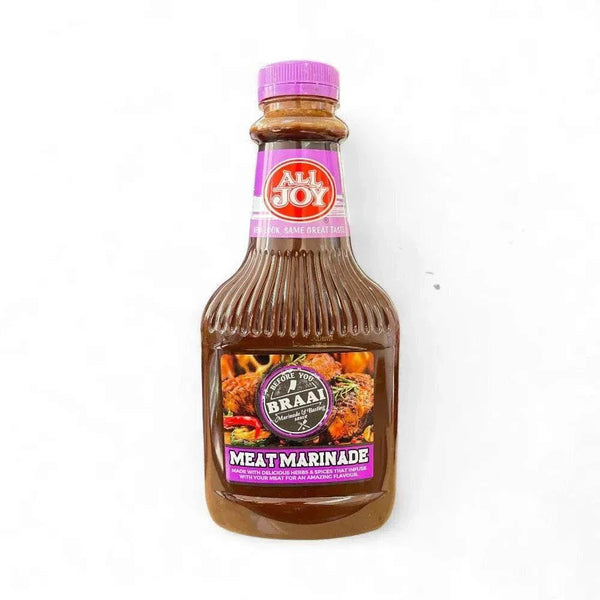 All Joy Meat Marinade 750ml bottle with rich blend of herbs and spices for tender, juicy grilled meats