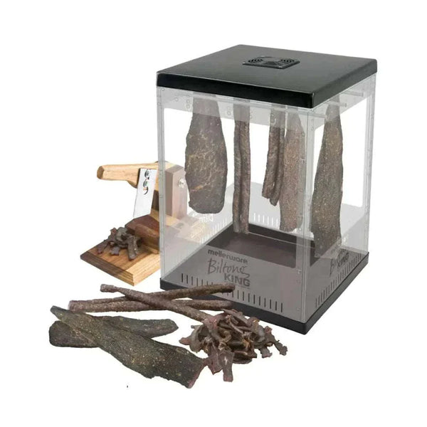 Mellerware Biltong King dryer with hanging rods and drying shelves for making biltong and dried fruit at home