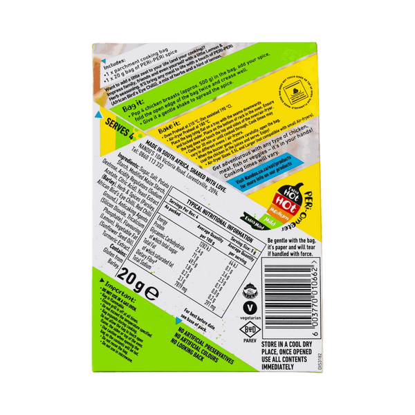Nando's Peri-Peri Bag & Bake Lemon & Herb 20g seasoning kit with parchment cooking bag