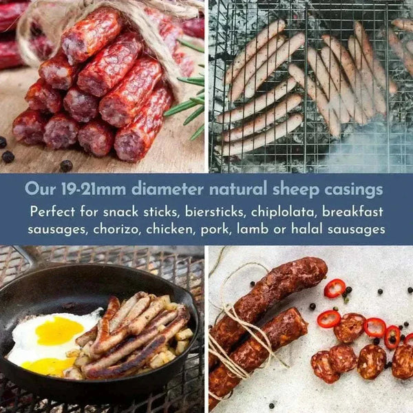 Natural Sheep Casings 19-21mm pre-tubed 10m pack for home sausage making