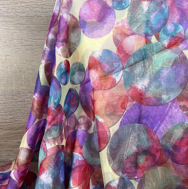 Neck Scarf - Silk Feel Yellow with Multicoloured Bubbles - Something From Home - South African Shop