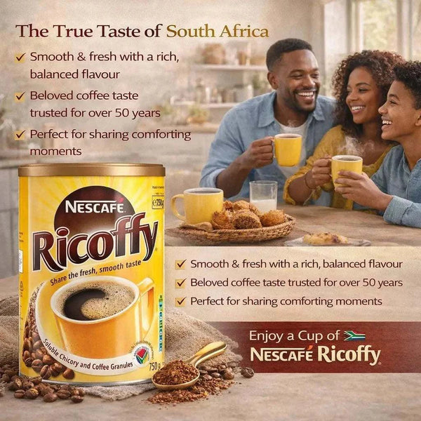 750g tin of Nescafé Ricoffy soluble chicory and coffee granules with rich aroma