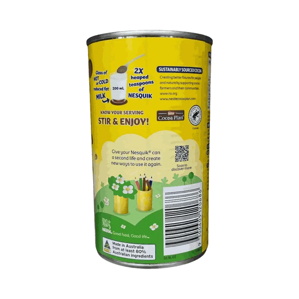 Nestlé Nesquik Chocolate 250g tin with natural cocoa powder for hot or cold milk drink