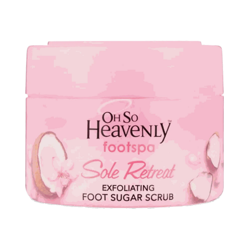 Oh So Heavenly Footspa Sole Retreat exfoliating foot sugar scrub 220ml tub with coconut scent