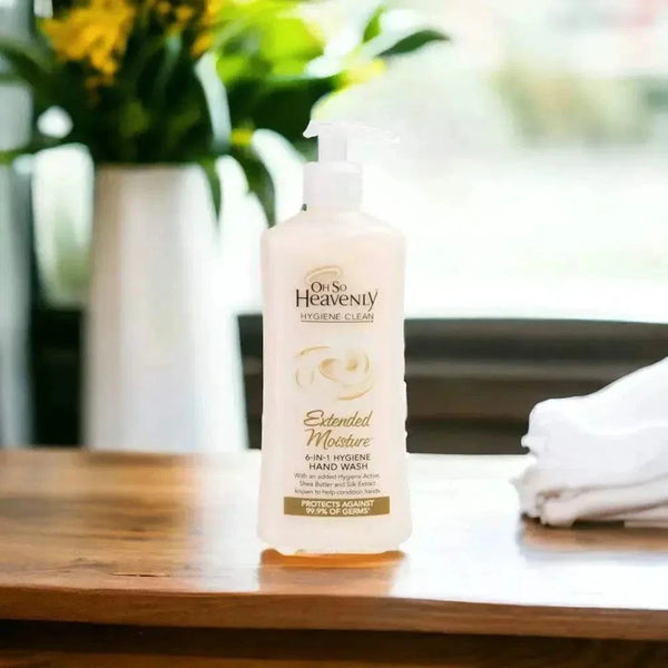Oh So Heavenly Hygiene Clean Extended Moisture 6-in-1 hand wash with silk extract and shea butter, 450ml bottle