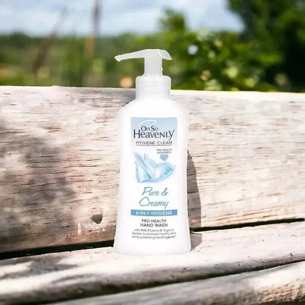Oh So Heavenly Hygiene Clean Hand Wash Pure & Creamy 200ml bottle with milk proteins and yoghurt extract for gentle cleansing