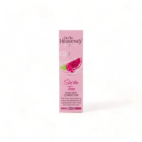 Oh So Heavenly Set the Tone Dark Spot Corrector 30ml bottle with pomegranate and goji berry extracts for reducing pigmentation and dark spots
