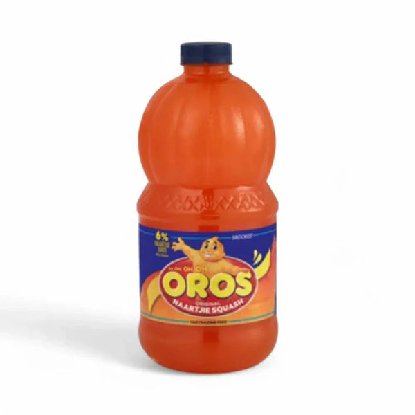 Brookes Oros Naartjie Squash 2l bottle with sweet and tangy citrus flavor.