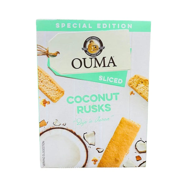 Front of Ouma Special Edition sliced Coconut Rusks 450g pack
