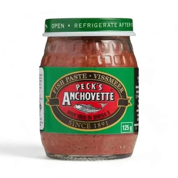 Peck's Anchovette Fish Paste 125g glass jar, South African umami fish spread high in Omega-3