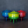 Green enamel 7.8L cast iron Potjie Pot with lid and handle for versatile cooking