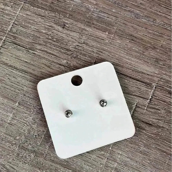 Red stud earrings with engraved owl design, 15mm diameter, sold in pairs