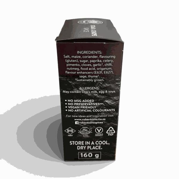 Robertsons Refill Steak & Chop 160g spice blend with natural herbs and spices, MSG-free and steam sterilized