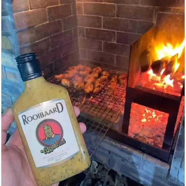 Rooibaard Groen Trui Chilli Sauce 250ml bottle for flavorful braai meat seasoning