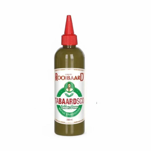 Rooibaard Tabaardsco Groen Sauce 250ml bottle for meat marinade.