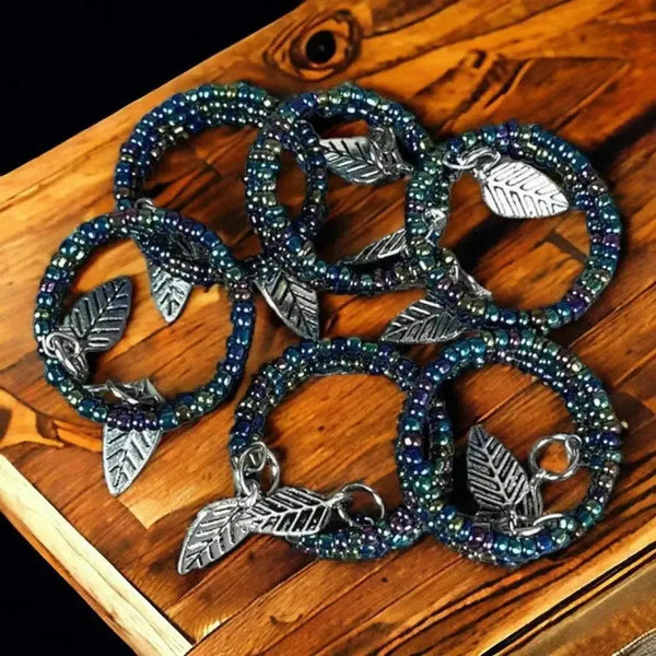 Multicolour small bead serviette rings 6 pack made with love