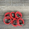 Set of six pink large bead serviette rings made with love
