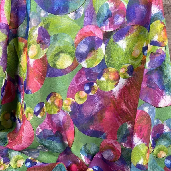 Neck Scarf - Silk Feel Green with Multicoloured Bubbles - Something From Home - South African Shop