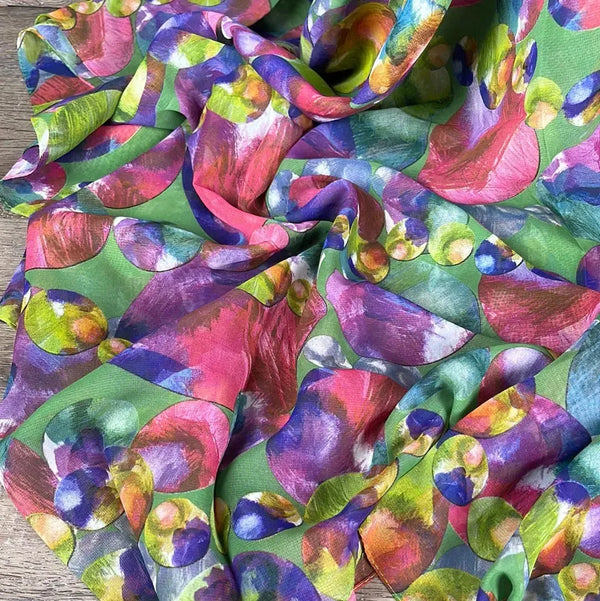 Neck Scarf - Silk Feel Green with Multicoloured Bubbles - Something From Home - South African Shop