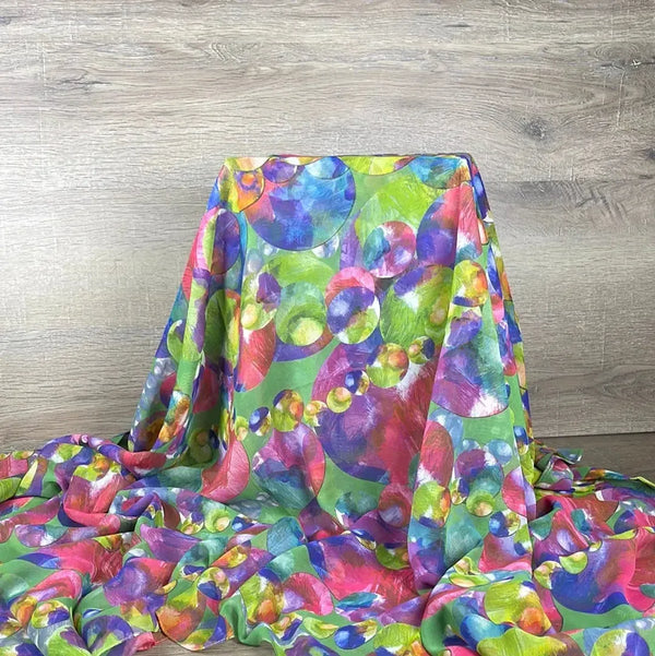 Neck Scarf - Silk Feel Green with Multicoloured Bubbles - Something From Home - South African Shop