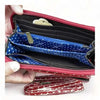 Red sling wallet with small dots, removable strap, zip and clip compartments, 20x11cm